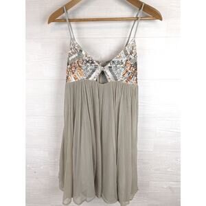 Chan Luu Beaded Chiffon Mini-Dress, Pockets, Small